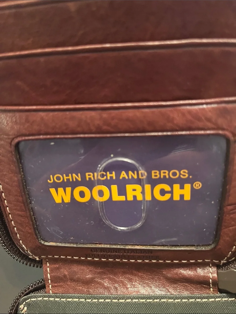 Woolrich Brown Leather Zip Wallet with Card Slots 5X4”